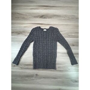 ST JOHNS BAY Womens Petite PM Gray Ribbed Knit Long Sleeve Sweater Top